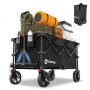 Sekey XXL Bollerwagen, faltbar, 200L, schwarz, beladen mit Campingausrüstung.