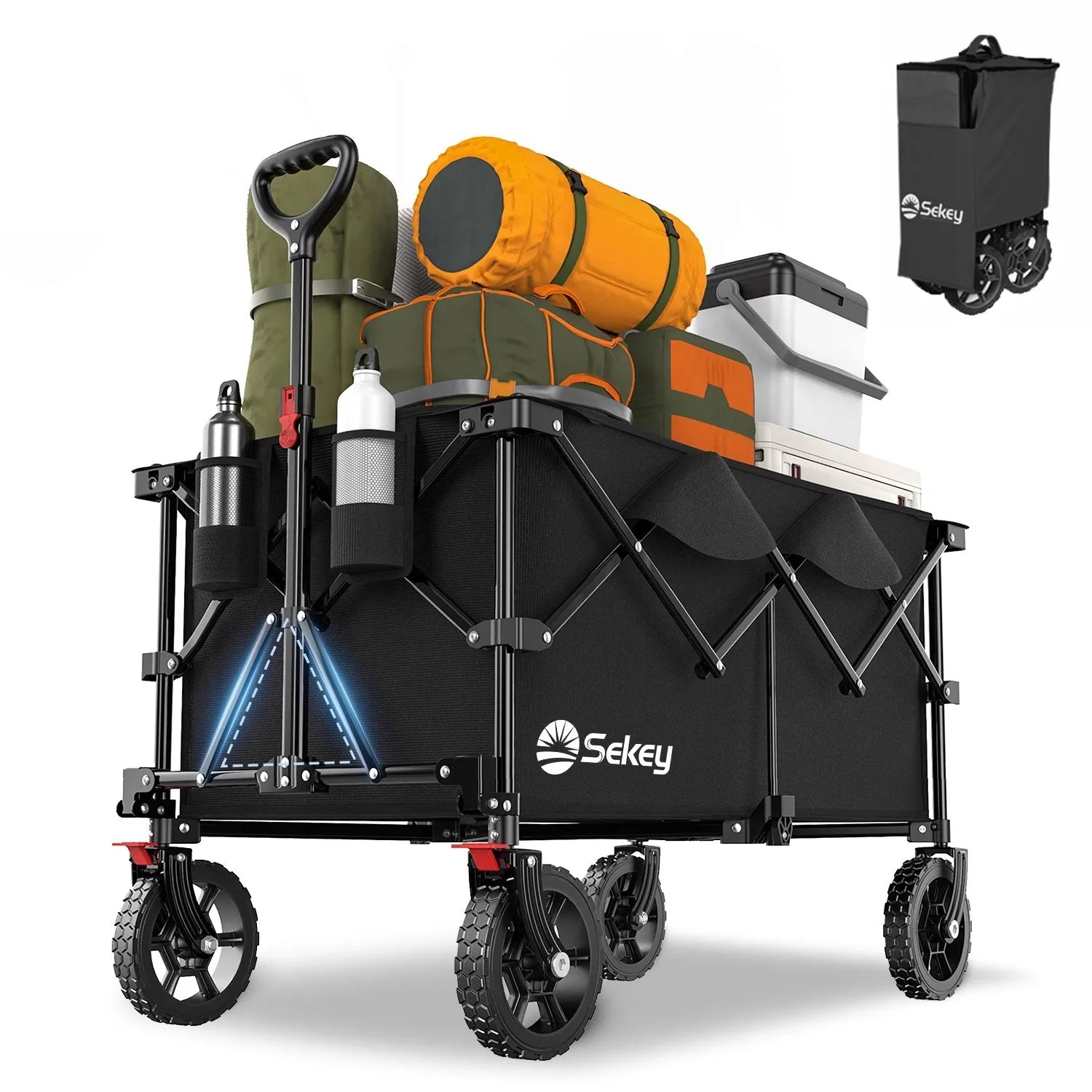 Sekey XXL Plus Bollerwagen Faltbar 200L 200KG Schwarz