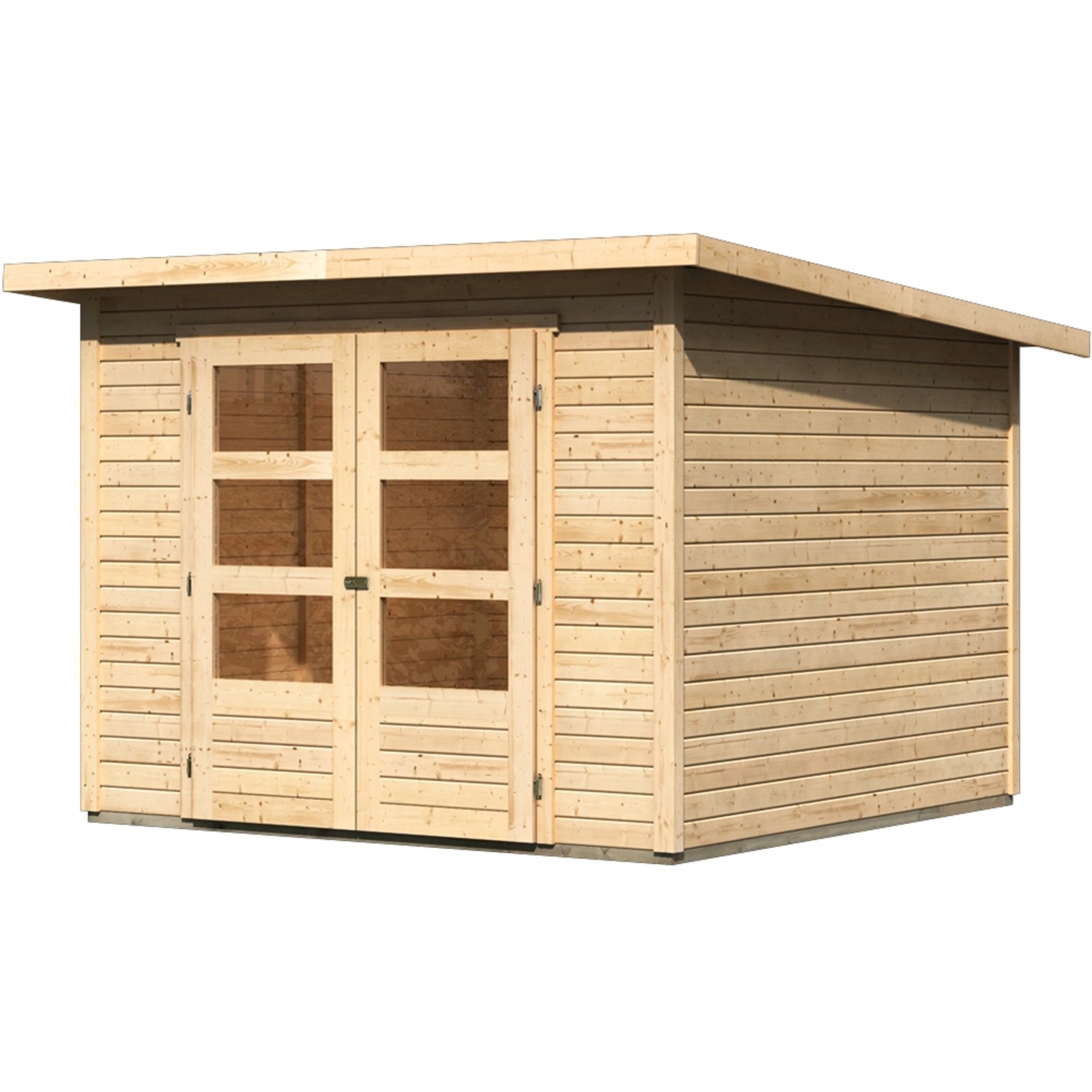Karibu Holz-Gartenhaus/Gerätehaus Sitten Natur Pultdach Unbehandelt 242 cm x 242 cm