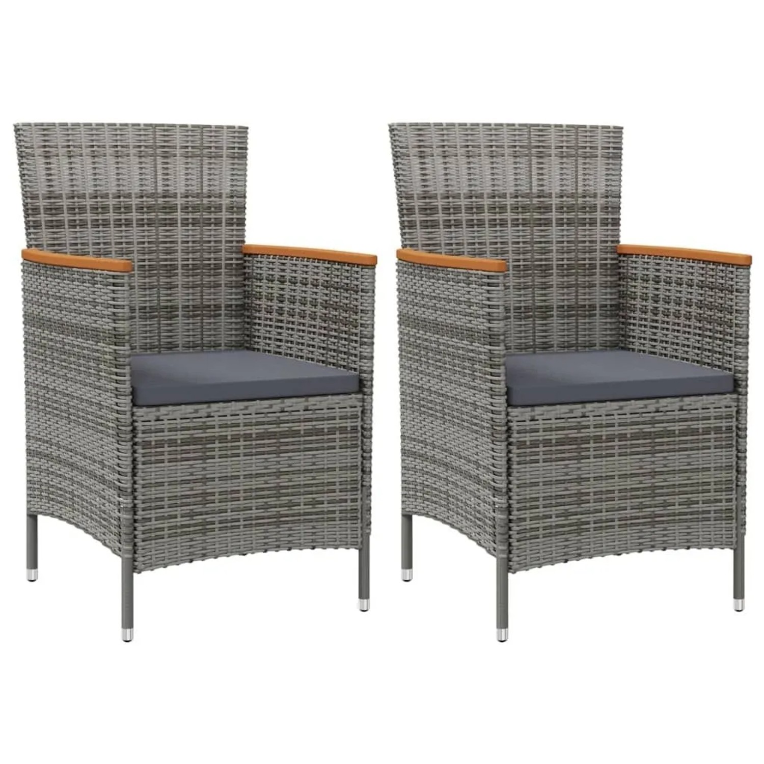 vidaXL Garten-Essstühle 2 Stk Poly Rattan Grau 316149