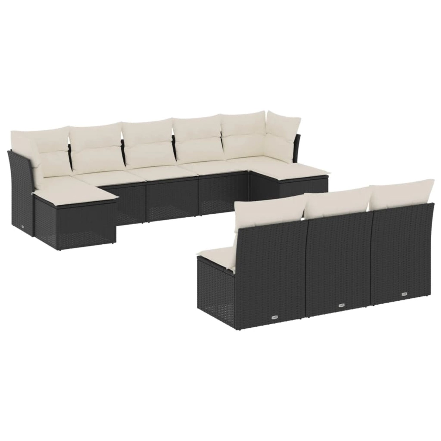 vidaXL 10-tlg Garten-Sofagarnitur mit Kissen Schwarz Poly Rattan Modell 99 günstig online kaufen