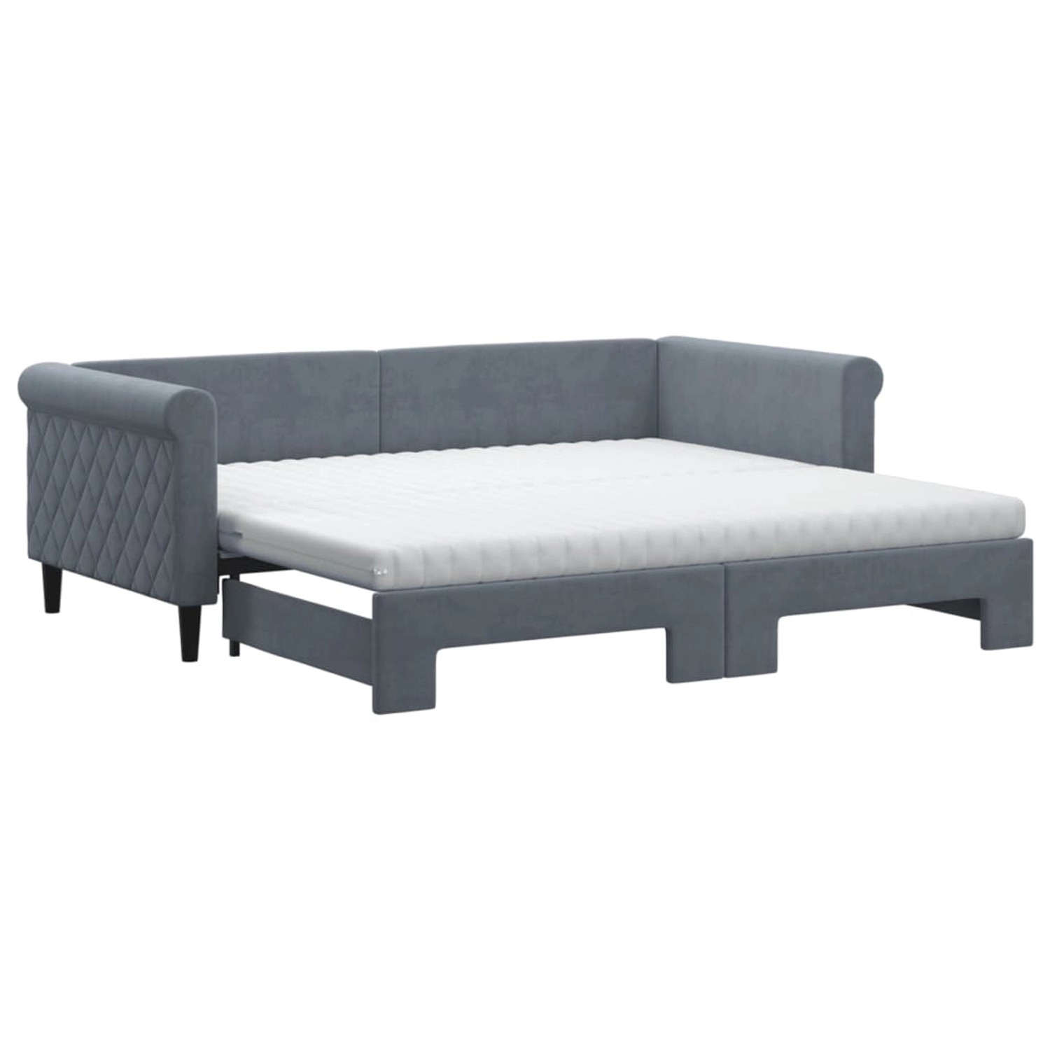 vidaXL Tagesbett Ausziehbar mit Matratzen Dunkelgrau 90x190 cm Samt 3197809