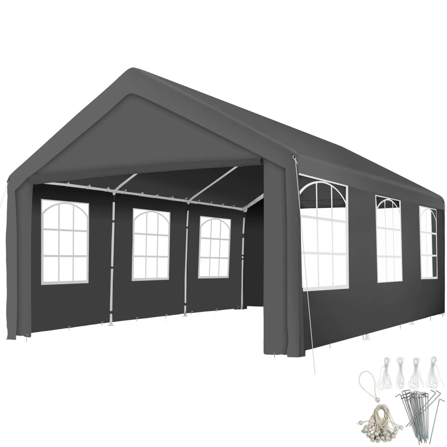Tectake Pavillon Jasko 6 X 4 M Wasserdicht 600 X 400 X 315 Cm Grau