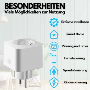 Echos Eco-4060 Smarte WLAN-Steckdose 4er Pack 16A Ausgangsleistung