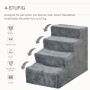 Graue PawHut Hundetreppe mit 4 Stufen für kleine Hunde und Katzen.