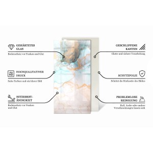 Tulup Glasplatte für Kamin Marmor-Adermuster Vorlegeplatte für Kaminöfen Rechteck 140x70 cm Weiß Glasplatte für Kamin Bodenplatte Glas für Ofen