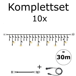 Star Trading SYSTEM 24 KOMPLETT SET 30m LED Lichtervorhang Eisregen Icicle Flash F Dachrinne