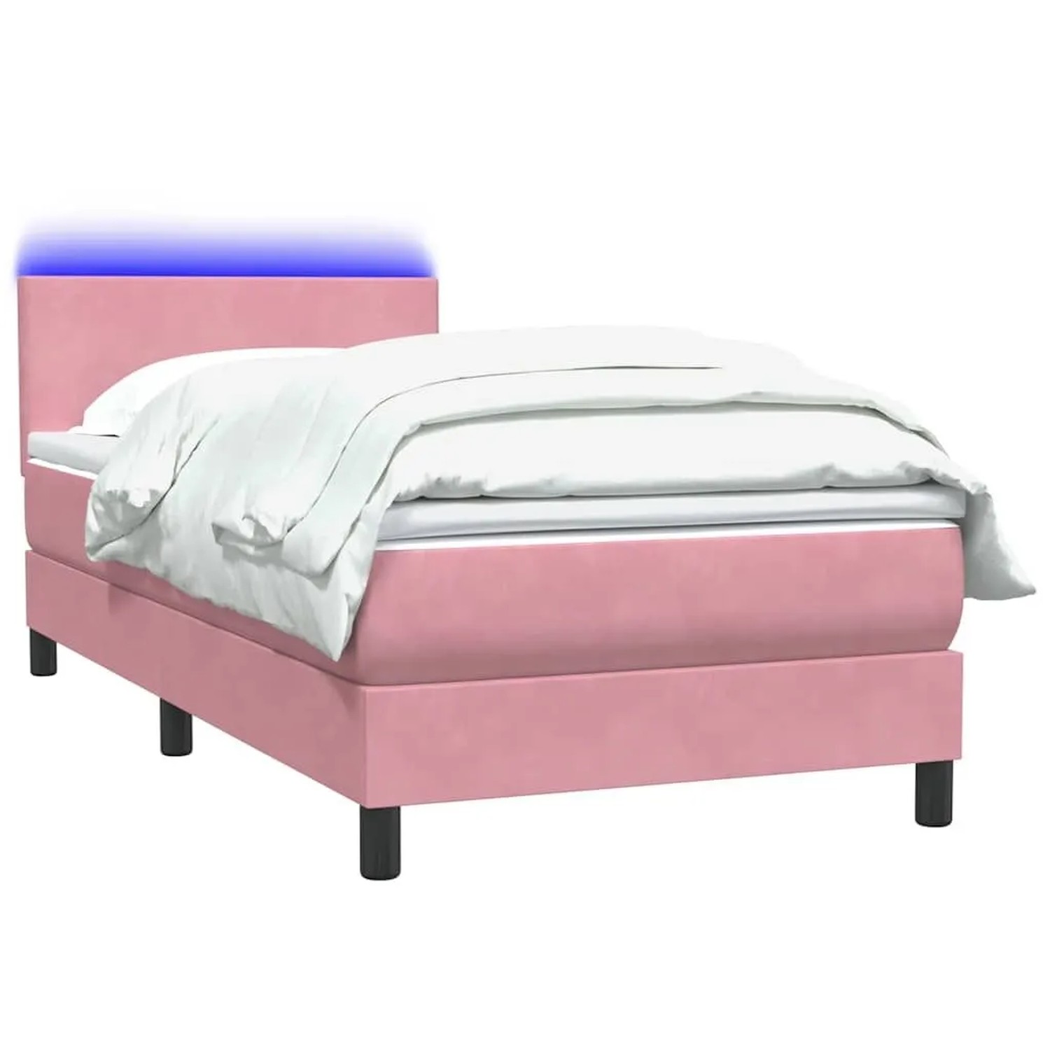 vidaXL Boxspringbett mit Matratze & LED Rosa 100x220 cm Samt 3316730 günstig online kaufen