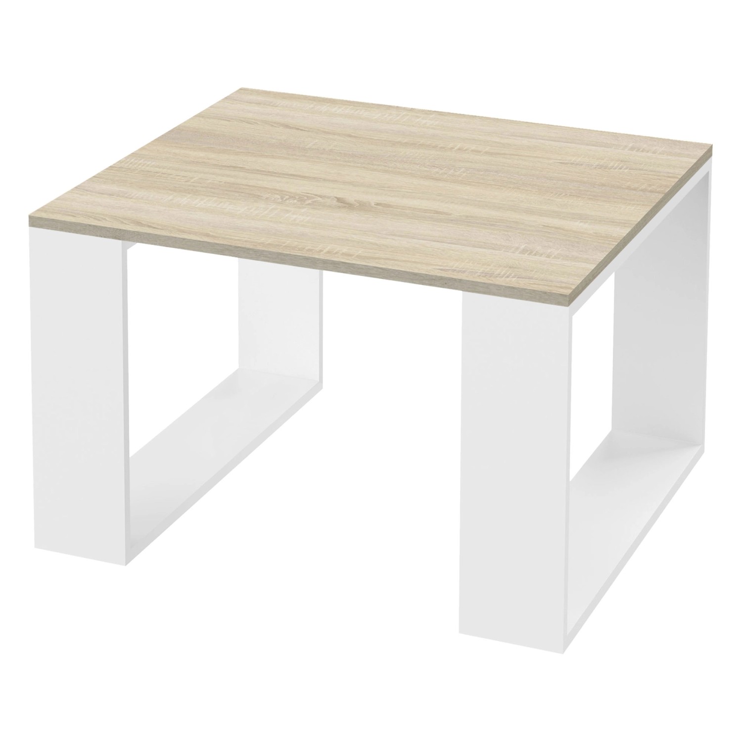 ML-Design Couchtisch 65x65x40 cm Eicheoptik-Weiß Quadratischer günstig online kaufen