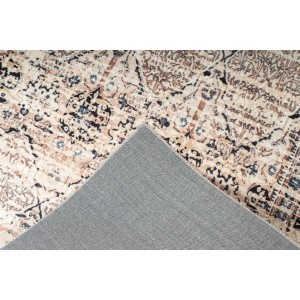 Beige-blauer Vintage Teppich mit orientalischem Muster, 120x180 cm.