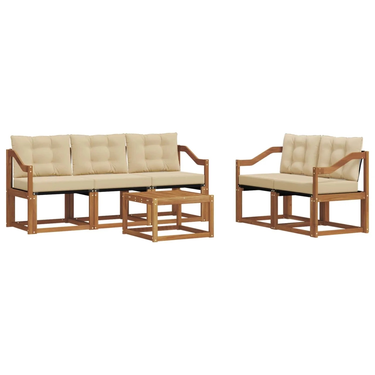 vidaXL Outdoor-Sofagarnitur mit Kissen 6-Tlg Natur und Beige 3368412