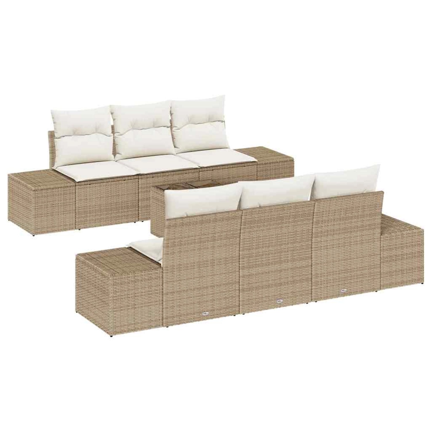 vidaXL Garten-Sofa-Set 7-Tlg Beige Poly Rattan 3346951 günstig online kaufen