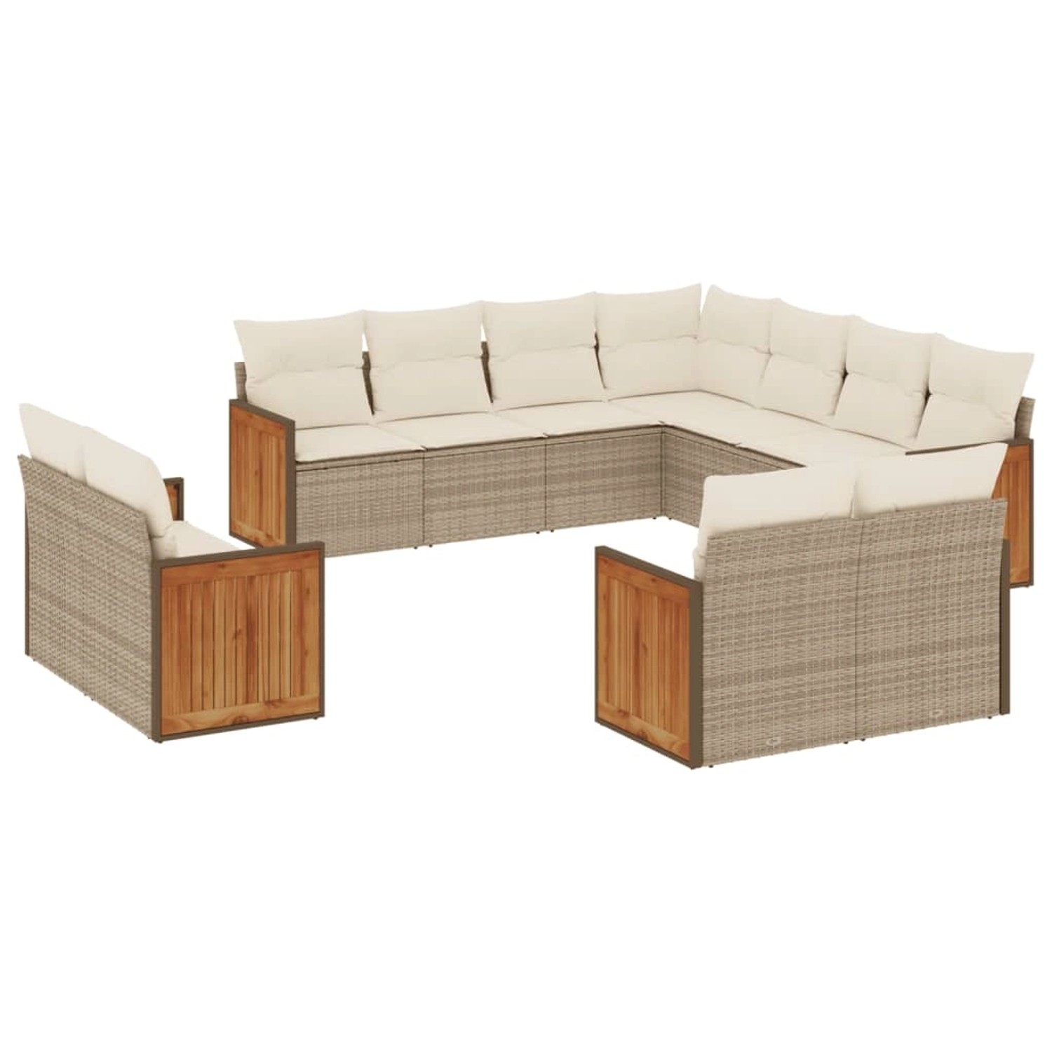vidaXL 11-Tlg Garten-Sofagarnitur mit Kissen Beige Poly Rattan 3228179 günstig online kaufen