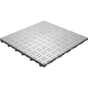 Florco Klickfliese in Weiß-Alu, 40x40 cm mit Riffelblech-Optik. Ideal für Innenräume.