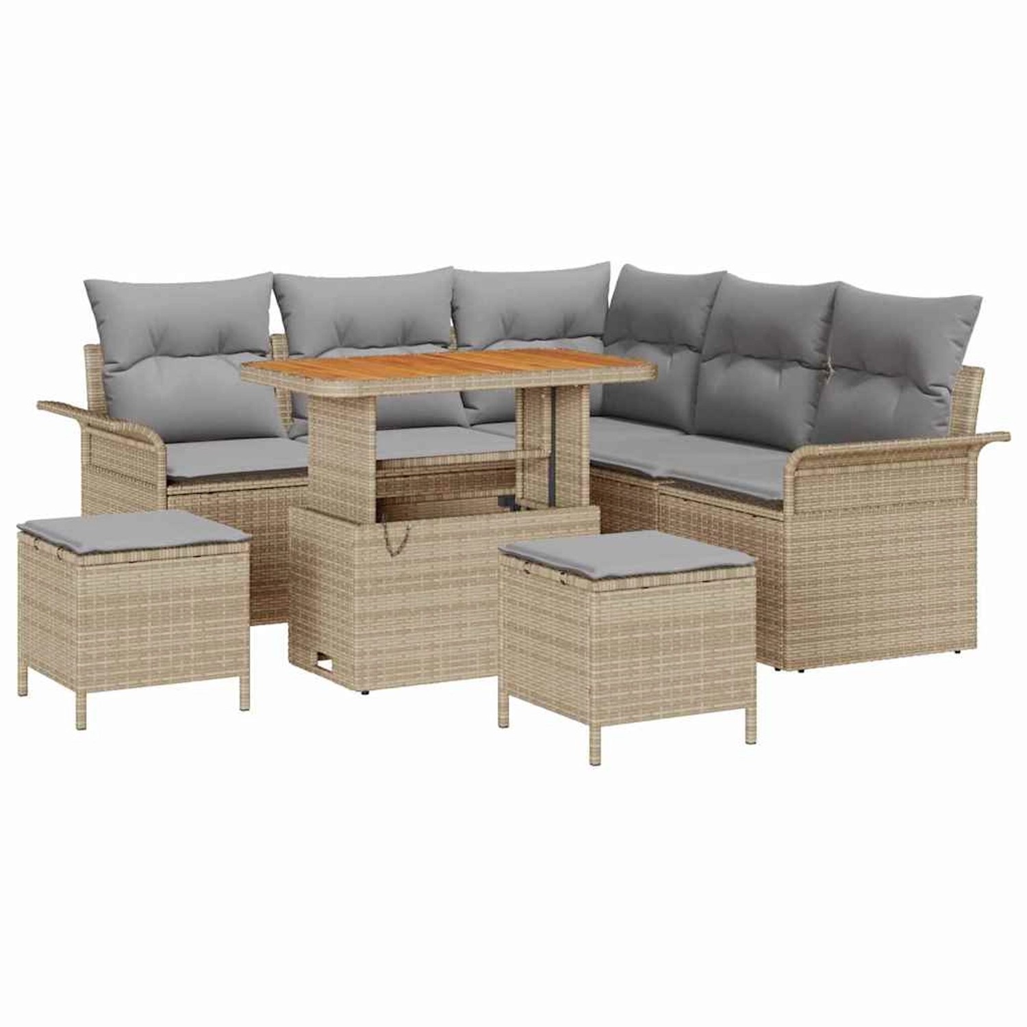 vidaXL Garten-Sofa-Set Höhenverstellbar 8-Tlg Beige Poly Rattan 3362137 günstig online kaufen