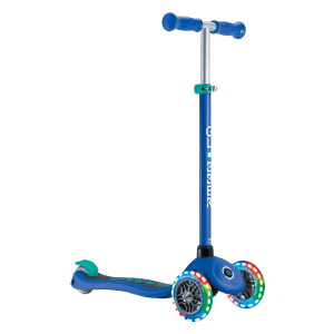 Globber Primo Lights Tretroller Kinder 120/80 mm ABEC 9 3-Rädrig Höhenverstellbar LED-Leuchtrollen Dunkelblau