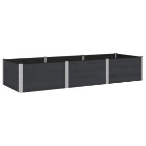 Langes, schwarzes vidaXL Hochbeet aus WPC und Aluminium, 300x100x54 cm, rechteckig, für Garten.