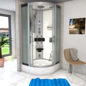 AcquaVapore Duschkabine 90x90 cm mit Regendusche, Handbrause und Massagedüsen. Komplettdusche für Ihr Badezimmer.
