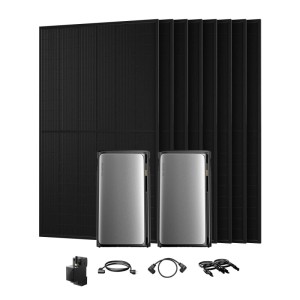 EcoFlow Stream Ultra Balkonkraftwerk Set mit 8 Solarmodulen, 2 Speichern und Zubehör.
