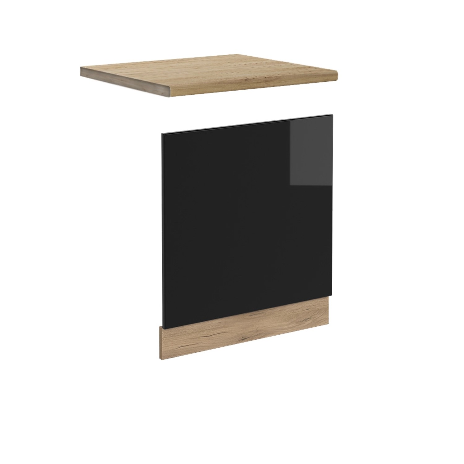 Vicco Frontblende R-Line Schwarz Hochglanz/Goldkraft Eiche 60 cm AP Eiche günstig online kaufen