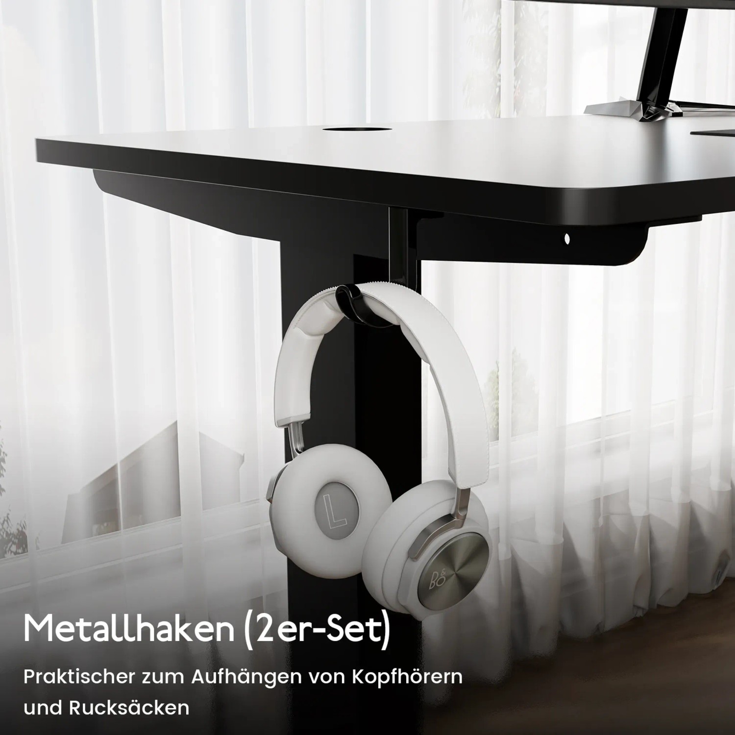 HOMAVO Elektrisch Höhenverstellbarer Schreibtisch 160x80cm mit Memory Funktion Anti Kollisions System Sitzerinnerung Schwarz_4