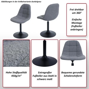 Drehbarer Esszimmerstuhl A60 in Creme mit Boucle-Stoff und schwarzem Stahlfuß.