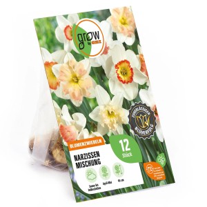 GROW by OBI Narzissen-Kollektion: 12 Blumenzwiebeln in Weiß, Gelb und Orange für Beet und Kübel.