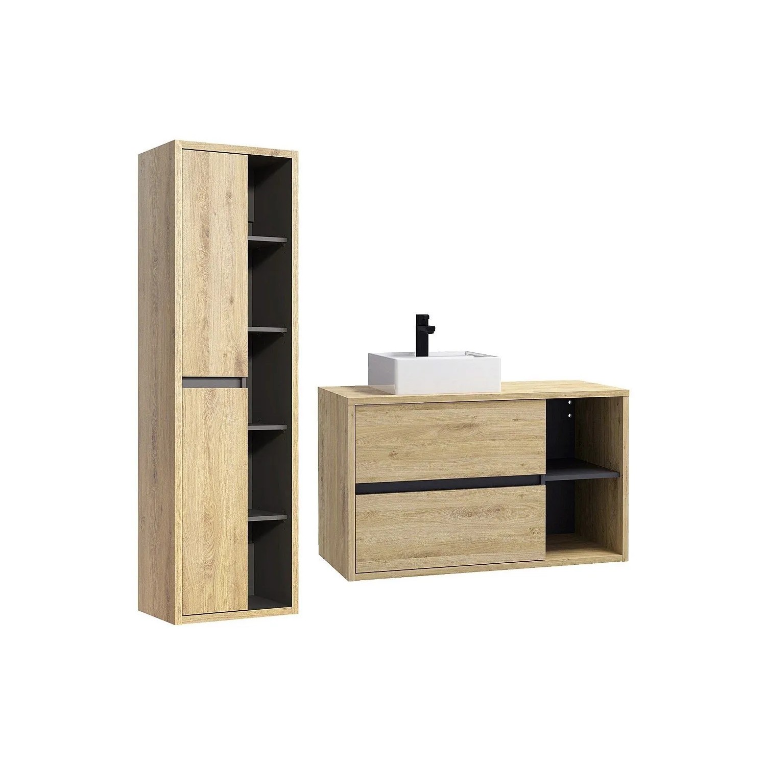 Vente-unique Badmöbel-Set Purnal Naturfarben Hell 100 cm