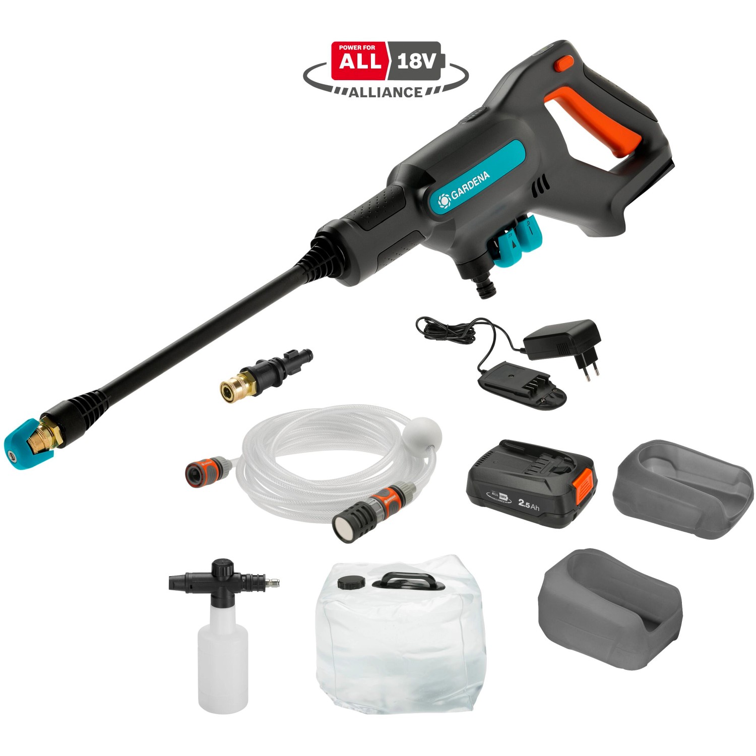 Gardena Akku-Mitteldruckreiniger AquaClean 24/18V P4A Premium-Set