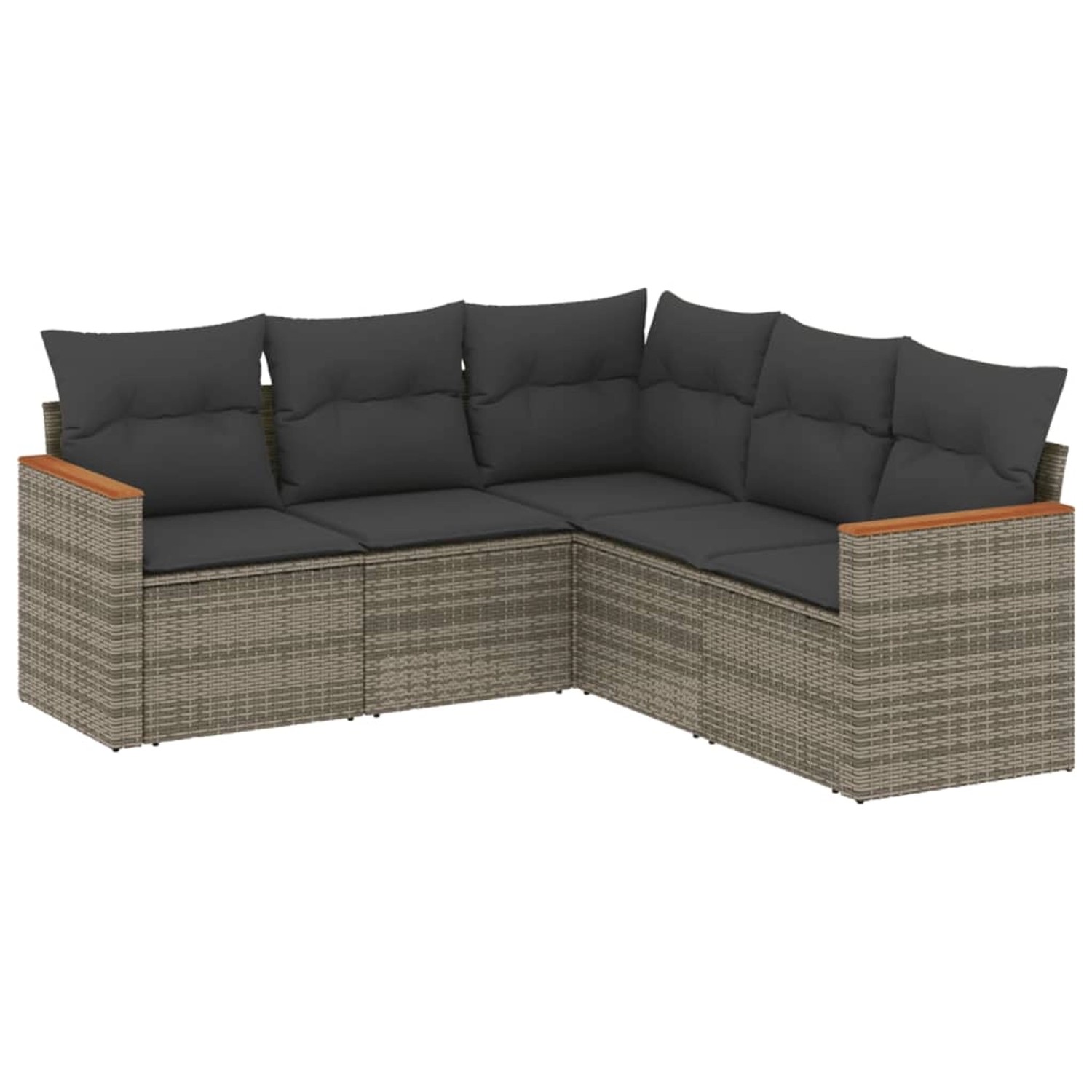 vidaXL 5-Tlg Garten-Sofagarnitur mit Kissen Grau Poly Rattan 3225962 günstig online kaufen