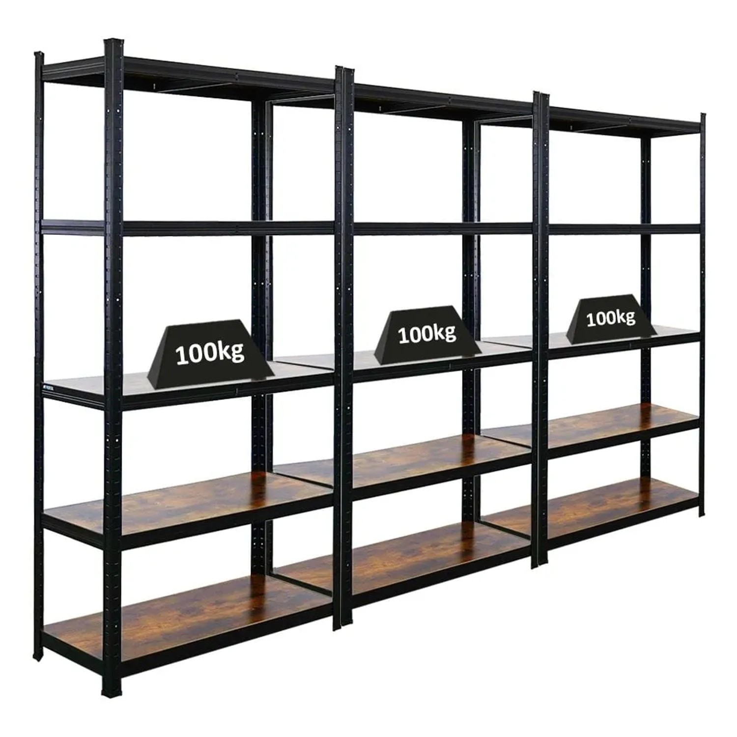PROREGAL 3er Vintage Series Schwerlastregal Ragnar Set HxBxT 180x90x40cm Fachlast 100kg Vintagebraun-Schwarz