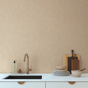 A.S. Creation Vliestapete Uni Struktur Grau-Beige an Küchenwand.