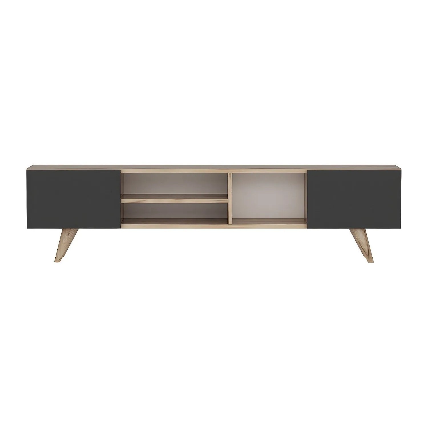 Vente-unique Tv-Board Mostia Schwarz  Naturfarben Hell 160 cm