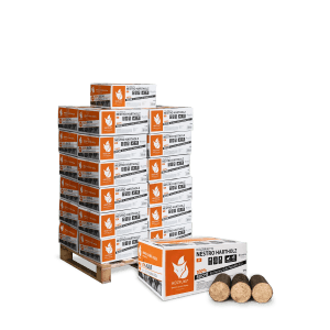 Palette Heizfuxx Holzbriketts Nestro Hartholz, 25 Kartons à 12kg, Brennstoff für Kamin, Grill & Ofen.