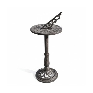 Relaxdays Sonnenuhr Gusseisen Grau Wetterfest Freistehend 85 cm x 37 cm x 35 cm