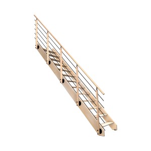 Kordo gerade Buchetreppe mit Nostra Geländer aus Holz und Edelstahl.