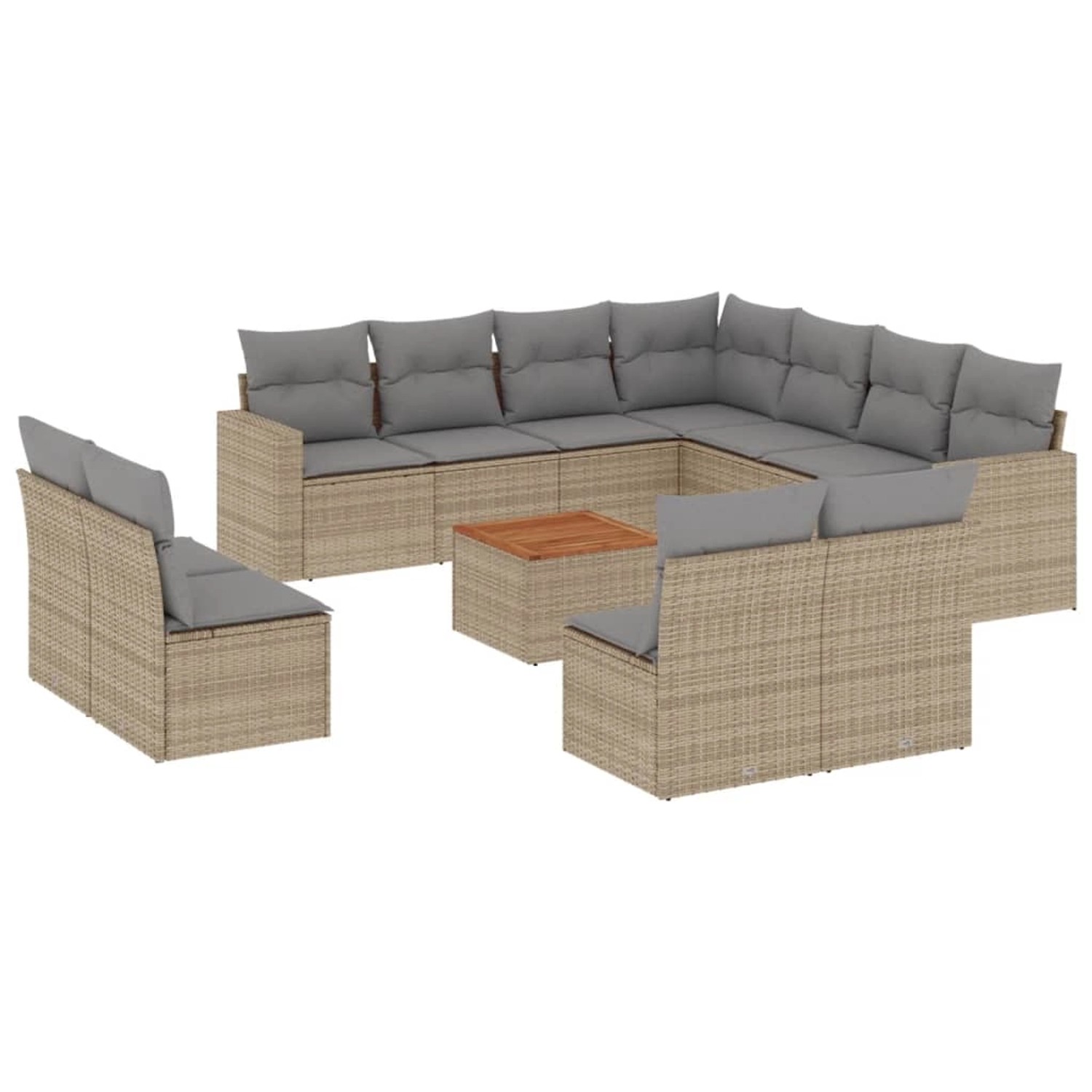 vidaXL 12-Tlg Garten-Sofagarnitur mit Kissen Beige Poly Rattan 3256514 günstig online kaufen