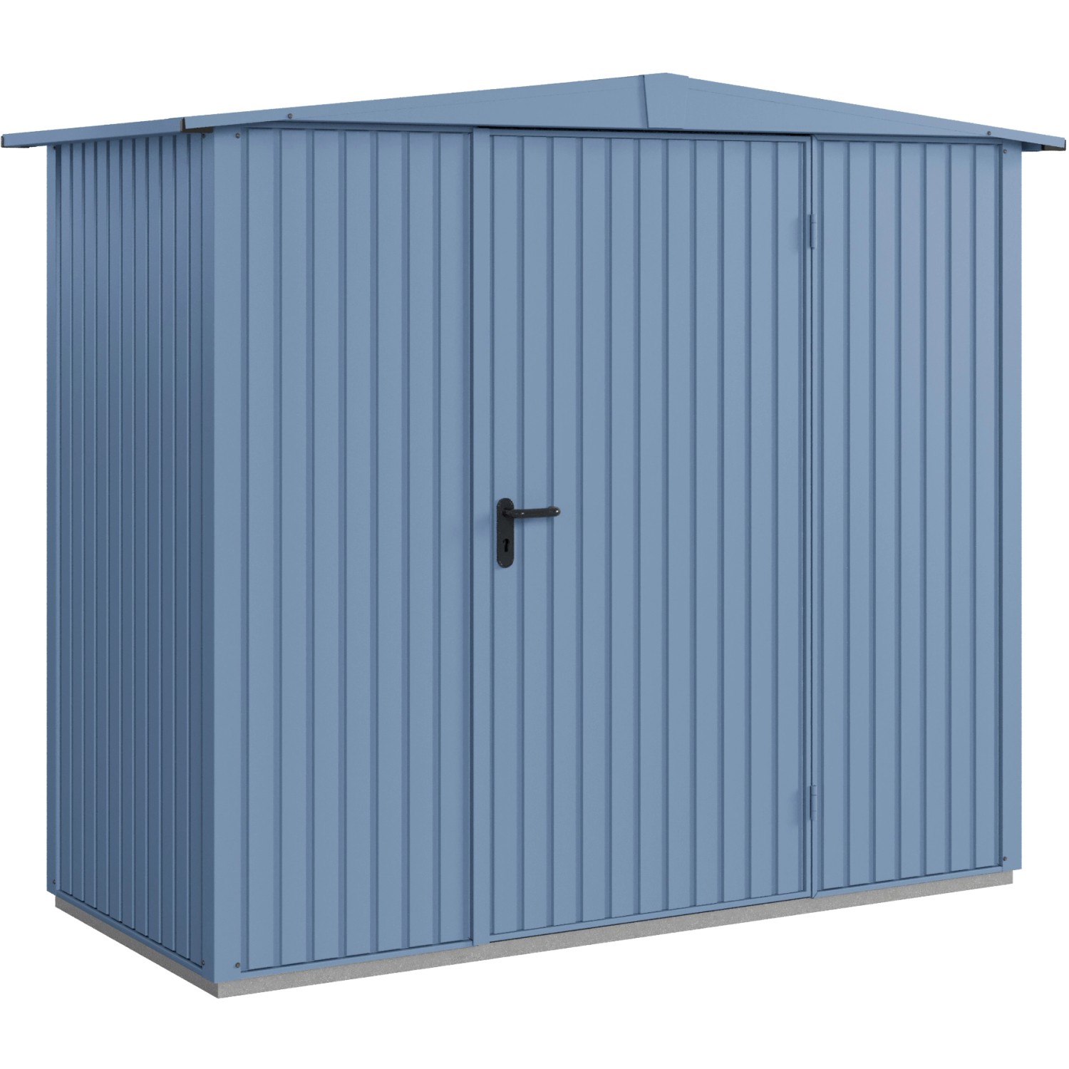 Ecostar Gerätehaus Trend mit Satteldach Typ 1 RAL5014 Taubenblau Einzeltür