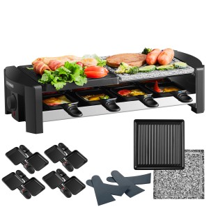 Steinborg SB-2140 Raclette Grill für 8 Personen mit Kombinierter Grillfläche 1300 Watt