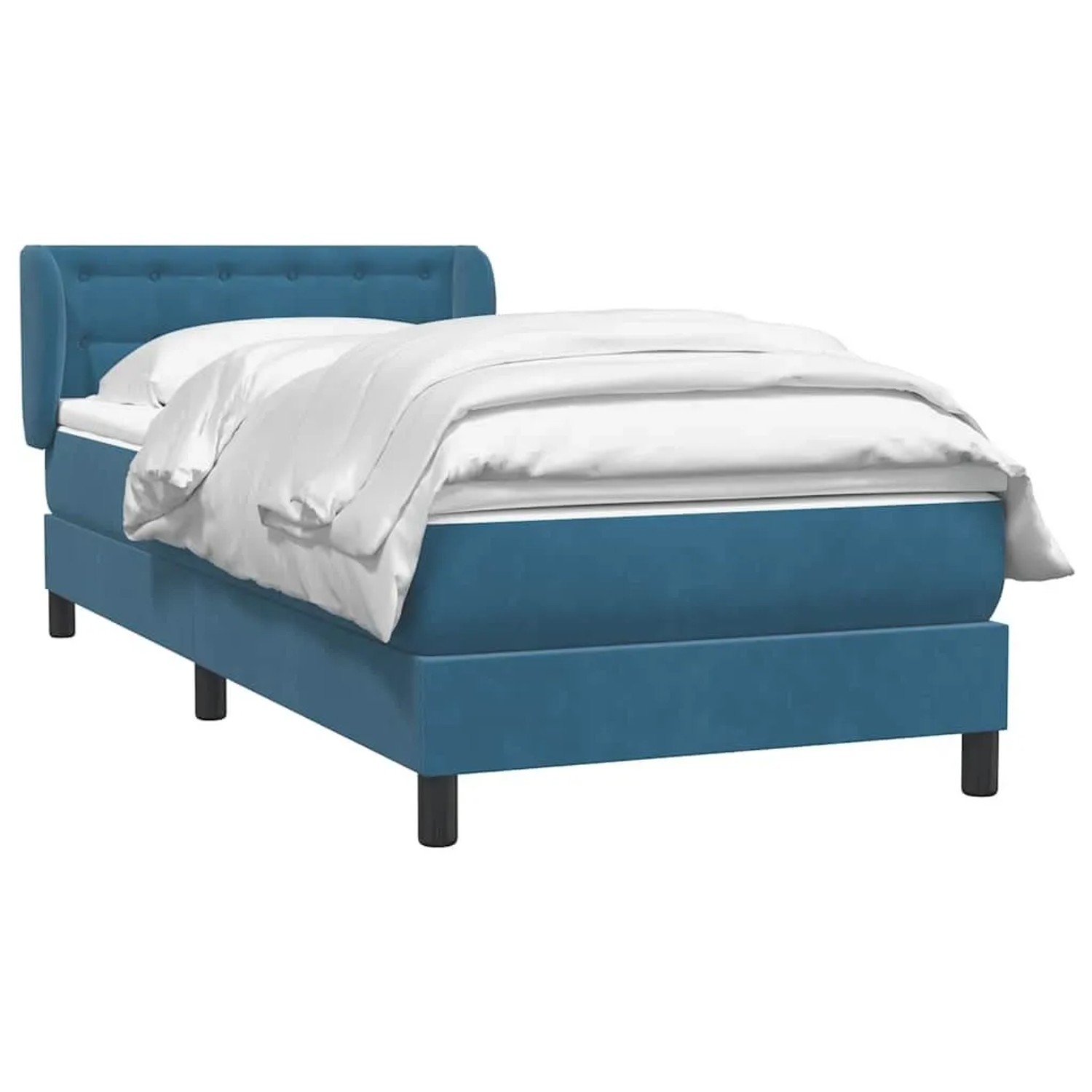 vidaXL Boxspringbett mit Matratze Dunkelblau 90x210 cm Samt 3317851 günstig online kaufen
