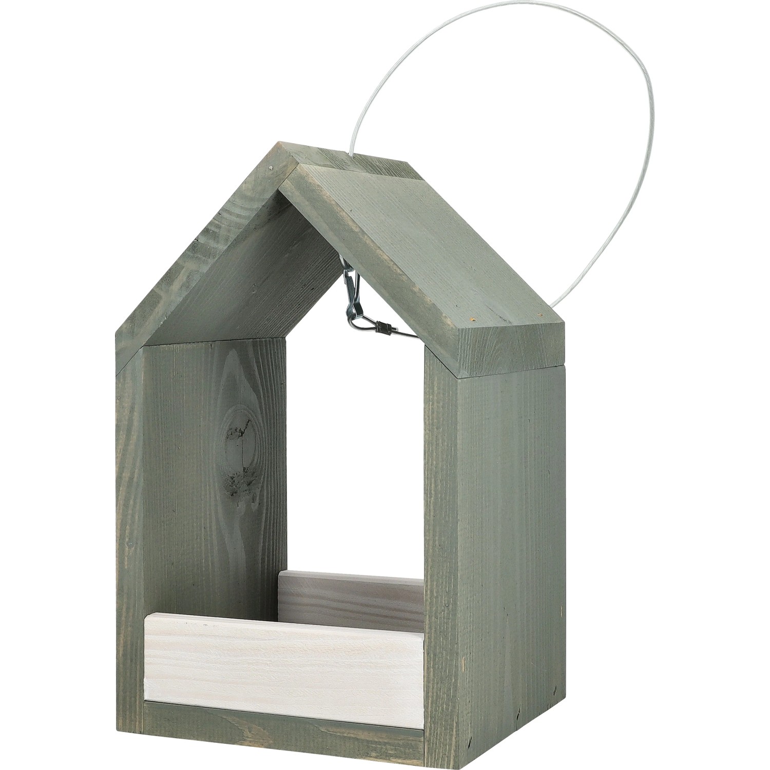 Vogelhaus aus Holz 27 cm 17 cm x 14 cm Moosgrau-Weiß