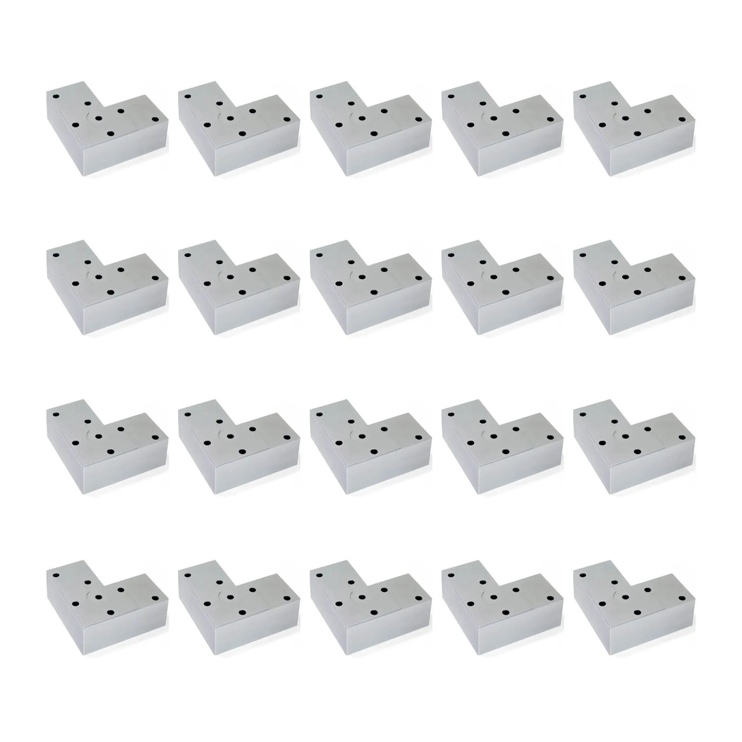Emuca Lot von 20 Möbelfüße Alumix 8 Höhe 24 mm Kunststoff Silbergrau