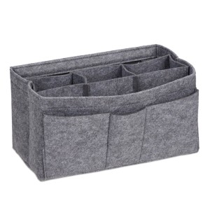 Relaxdays Taschenorganizer Filz Dunkelgrau Mit Fächern 17,5 cm x 32 cm x 20 cm 0,33 kg