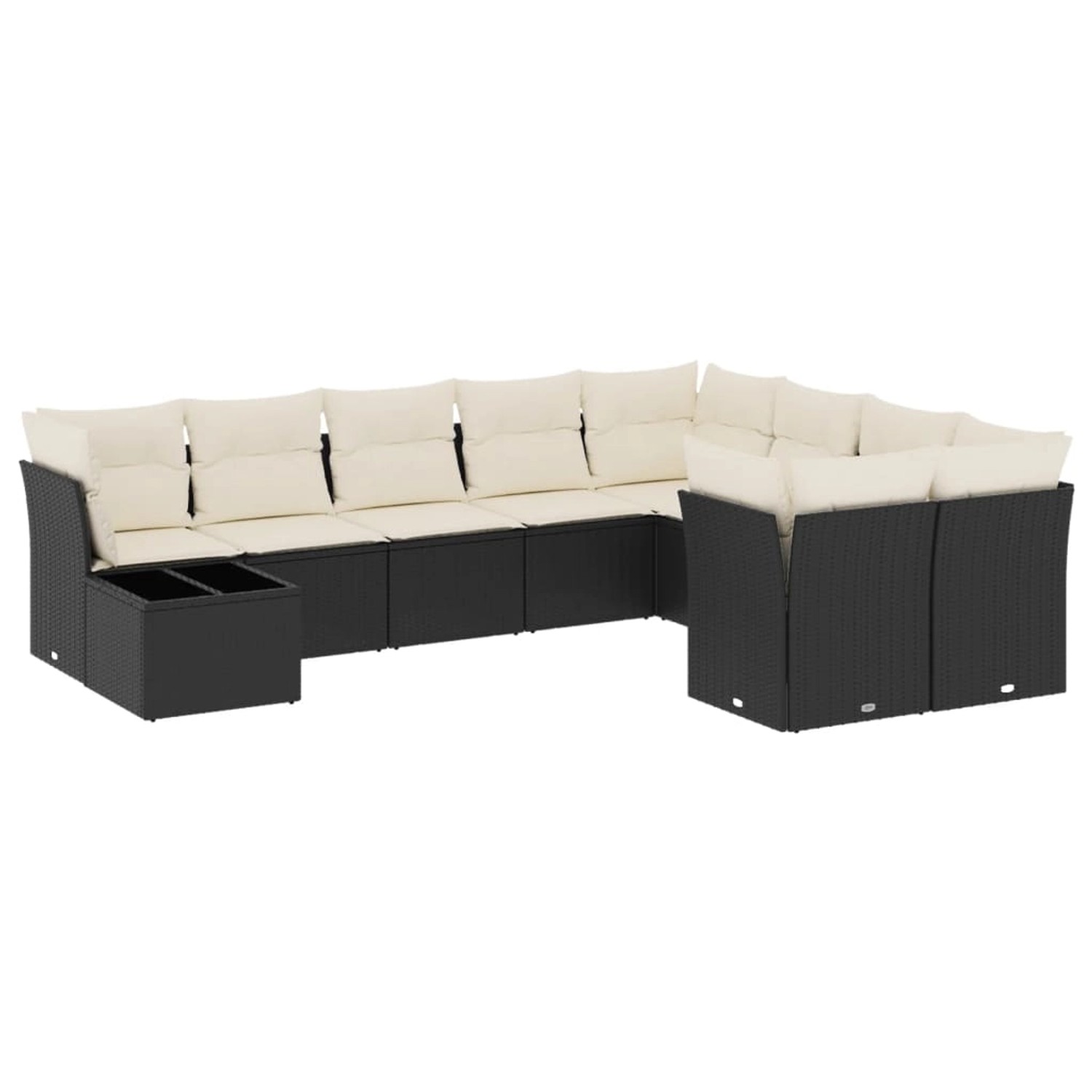 vidaXL 10-Tlg Garten-Sofagarnitur mit Kissen Schwarz Poly Rattan 3250025 günstig online kaufen