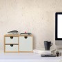 Relaxdays Schubladenbox Bambus MDF Weiß Natur 3 Schubladen 14,5 cm x 25 cm x 20 cm 1,8 kg_2