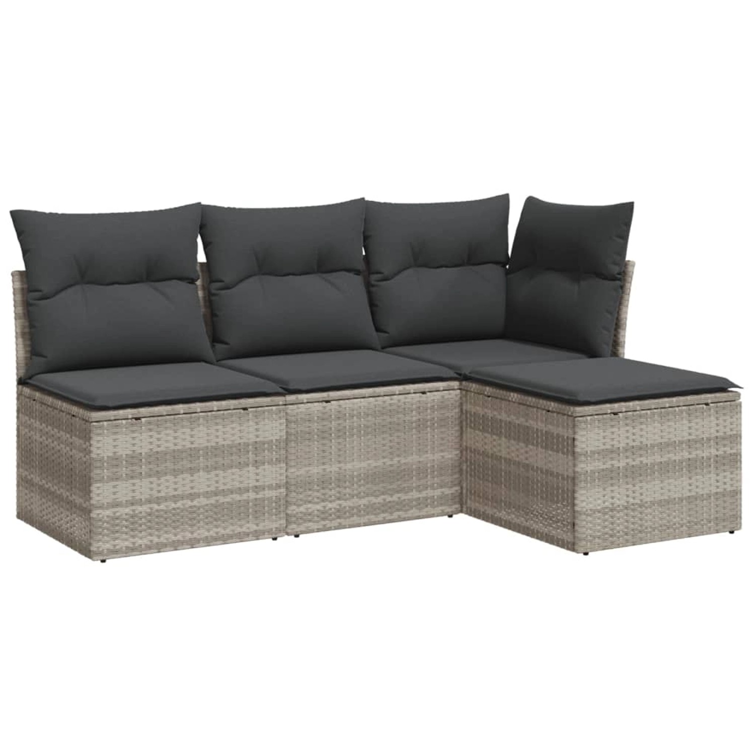 vidaXL 4-Tlg Garten-Sofagarnitur mit Kissen Hellgrau Poly Rattan 3249341 günstig online kaufen