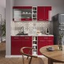 Vicco R-Line Singleküche, 160 cm, Bordeaux Hochglanz/Weiß, ohne Arbeitsplatte.