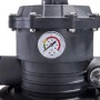 Detailaufnahme der Krystal Clear Sandfilteranlage SF60220-2 für Pools, Fokus auf Manometer.