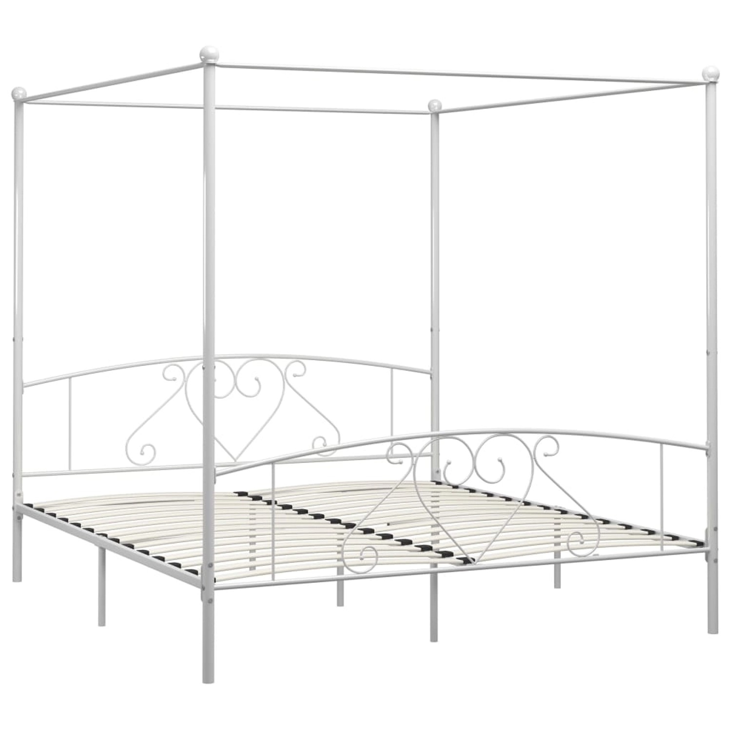 Himmelbett-gestell Weiß Metall 180 X 200 Cm günstig online kaufen