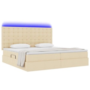 vidaXL Bett mit Stauraum und LED Creme 200 x 200 cm Polyester 3372568